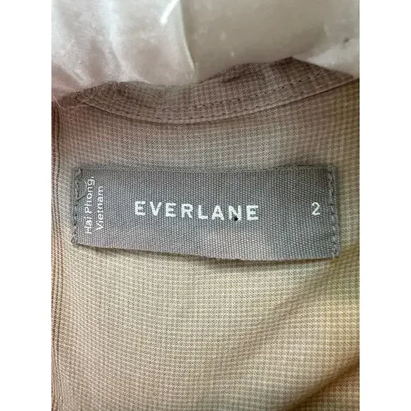 EVERLANE | Relaxed Air Shirt Beige Plaid Button Down 100% Cotton | Size 2 - Picture 5 of 6